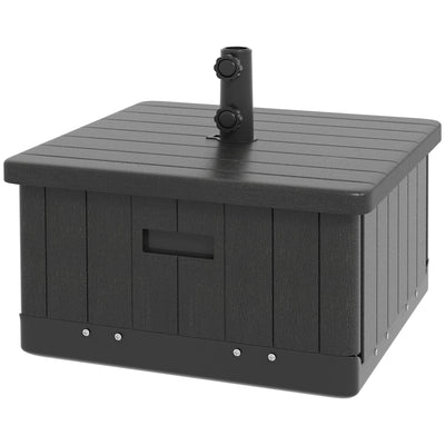 3-in-1 Outdoor Umbrella Base with Wheels and Handles, End Table, Flower Box Planter with Hole, 175 lbs. Capacity, Black