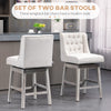 Swivel Bar Stools Set of 2, 27" Counter Height Stools with Linen Upholstery and Button Tufted Design for Kitchen
