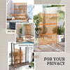 6.5' Decorative Outdoor Divider, Metal Privacy Screen with Stand, Leaf Motif, Brown
