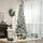 7.5' Pencil Snow Flocked Artificial Christmas Tree with 600 Pine Realistic Branches, Pine Cones, Red Berries, Auto Open, Green