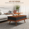 Coffee Table, Lift up Coffee Table with Hidden Compartments and Wood Legs, 39.25" x 31" x 21.25", Walnut