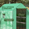 4.6' x 4.7' Portable Greenhouse, Water/UV Resistant Walk-In Hot House w/ 2 Tier U-Shape Flower Rack, Roll Up Door, Windows, Green