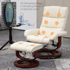 Swivel Recliner with Ottoman Massage Recliner Chair and Ottoman Faux Leather Reclining Chair with Remote Cream White