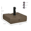 Umbrella Stand for 1.2", 1.5" or 2'' Umbrella Poles, Fillable Umbrella Base, Brown