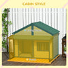 Outdoor Cabin Style Dog House with Asphalt Roof, Front Door, Side Window, Porch for Medium/Large Dogs,Natural