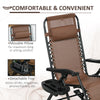 Outdoor Foldable Rocking Chair Sets, Reclining Zero Gravity Lounge Rocker w/ Pillow, Cup & Phone Holder, Brown