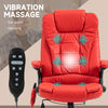 Heated Massage Office Chair, Heated Reclining Desk Chair with 6 Vibration Points, Armrest and Remote, Red