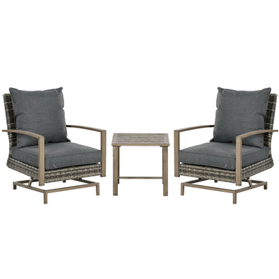 Patio Bistro Set, Porch Furniture with Soft Cushions and Rocking Function for Yard, Lawn, Porch, Dark Gray