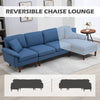 L Shape Sofa, Modern Sectional Couch with Reversible Chaise Lounge, Pillows and Wooden Legs for Living Room, Blue