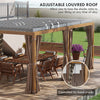 12' x 19' Aluminum Pergola with Adjustable Louvered, Outdoor Pergola with Curtains and Netting, Natural