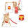 4-in-1 Wooden Swing Set with Swing, Slide, Horn, Steering Wheel, Red