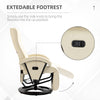 PU Recliner with Footrest, Lounge Chair with 135° Adjustable Backrest, Swivel Wood Base, Padded Seat & Armrests for Living Room, Beige