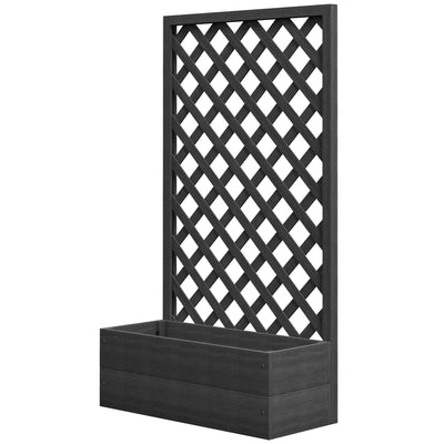 Trellis Planter Box for Climbing Plants, Raised Garden Bed w/ Trellis Lattice for Outdoor Garden, Deck, Backyard, Black