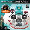 Kids Truck Engine Toy Mechanic Toys,Includes 61 Pieces, Steering Wheel, Horn, Light, RC Car Key, for 3-5 Years Old Teal