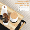 Kitchen Island on Wheels, Rolling Cart with Rubberwood Top, Spice Rack, Towel Rack and Drawers for Dining Room, Black