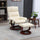 Swivel Recliner with Ottoman Massage Recliner Chair and Ottoman Faux Leather Reclining Chair with Remote Cream White