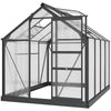 6' x 8' x 7' Polycarbonate Greenhouse, Outdoor Aluminum Walk-in Greenhouse Kit with Vent and Door for Backyard Garden, Gray