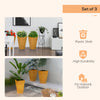 Set of 3 Tall Planters, 22" Outdoor Planter with Drainage Holes, Plastic Flower Pots for Outdoor, Indoor, Brown