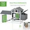 59" Small Wooden Chicken Coop Hen House, Poultry Cage for Outdoor Backyard with 2 Doors, Nesting Box & Removable Tray, White