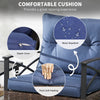3 Piece Rocking Bistro Set, Outdoor Wicker Patio Conversation Set with Rockers, Table, Cushions, for Garden, Dark Blue