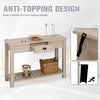 Console Table American Pastoral Desk with Drawer Bottom Shelf Living Room  Entryway  Bedroom White Oak Wood Color