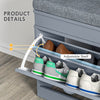Modern Shoe Storage Bench, Entry Way Bench with Cushion, 2 Drawers, Storage Ottoman Bench, Holds 8 Pairs, Gray