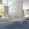 Hanging Hammock Chair Cotton Rope Porch Swing with Metal Frame and Cushion, Large Macrame Seat for Patio, Garden, Light Grey
