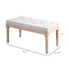 32" Linen Upholstered Bedroom Bench, French End of Bed Bench with Thick Padded Cushion and Wooden Legs, Cream White