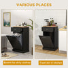 Kitchen Trash Bin Cabinet, Free Standing Recycling Cabinet Trash Can Holder With Drawer, Black