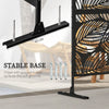 6.5' Decorative Outdoor Divider, Metal Privacy Screen with Stand, Leaf Motif, Black