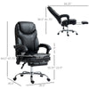 6 Point Vibration Massage Office Chair, PU Leather Heated Reclining Computer Chair with Footrest, Black