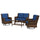 4 Piece Rattan Patio Furniture Set, Conversation Set with Swivel Rocking Chairs, Table & Loveseat for Garden, Patio, Blue