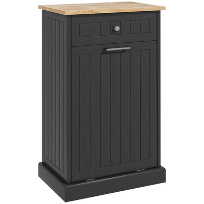 Kitchen Trash Bin Cabinet, Free Standing Recycling Cabinet Trash Can Holder With Drawer, Black