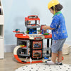 City Garage Playset with 65 Accessories, 2 in 1 Design Children Trolley, Car Ramp Toy Set with 6 Mini Racer Cars, Gifts for Kids 3-6 Years Old