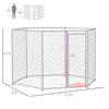 9.2' x 8' x 5.6' Dog Kennel Outdoor for Medium and Large-Sized Dogs with Lockable Door, Silver