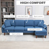 L Shape Sofa, Modern Sectional Couch with Reversible Chaise Lounge, Pillows and Wooden Legs for Living Room, Blue