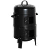 Vertical Charcoal BBQ Smoker, 3-in-1 16" Round Charcoal Barbecue Grill with 2 Cooking Area Thermometer for Outdoor Camping Picnic Cooking