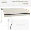 8' x 6.5' Retractable Awning, 280gsm UV Resistant Sunshade Shelter for Deck, Balcony, Yard, Beige and White