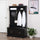 Modern Hall Tree, Coat Rack with Shoe Storage Bench with 4 Double Hooks and 2 Shelves for Hallway, Living Room, Black