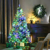 6' Artificial Snow Christmas Trees with Frosted Branches, Warm White or Colorful LED Lights, Steel Base