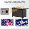 43" Propane Gas Fire Pit Table, 50,000BTU Wicker Auto Ignition Gas Firepit with Glass Wind Guard, Blue Glass Rock and Lid, CSA Certification