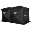 8 Person Ice Fishing Shelter, Waterproof Oxford Fabric Portable Pop-up Ice Tent with 4 Doors for Outdoor Fishing, Black