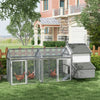 100" Chicken Coop Wooden Chicken House Large Rabbit Hutch Poultry Cage Backyard with Double Run, Nesting Box, Gray