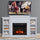 Electric Fireplace Freestanding 1400W Artificial Flame Effect with Detachable Side Cabinets Wood Cream White