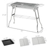 Charcoal Barbecue Grill, Stainless Steel Portable Folding Charcoal BBQ Grill, Stainless Steel Camp Picnic Cooker, Silver