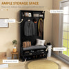 Coat Rack and Bench Hall Tree Organizer with 4 Hooks, 2 Drawers with Padded Seat Cushions for Entryway, Black