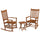 Wooden Rocking Chair Set w/ Foldable Side Table, Outdoor Rocker Chairs w/ Slatted Top Table for Garden, Balcony, Porch, Up to 352 lbs., Teak
