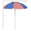 5.7' Beach Umbrella for Travel with Tilt, Vent, Flounce, Portable Outdoor Umbrella, American National Flag Pattern
