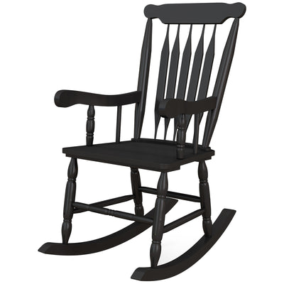 Porch Rocker Chair, 350 lbs. Wooden Outdoor Rocking Chair with High Back for Garden, Patio, Balcony, Black
