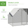 6' Metal Chicken Coop Run with Roof, Walk-In Chicken Coop Fence, Chicken House Chicken Cage Outdoor Chicken Pen Hen House, Silver